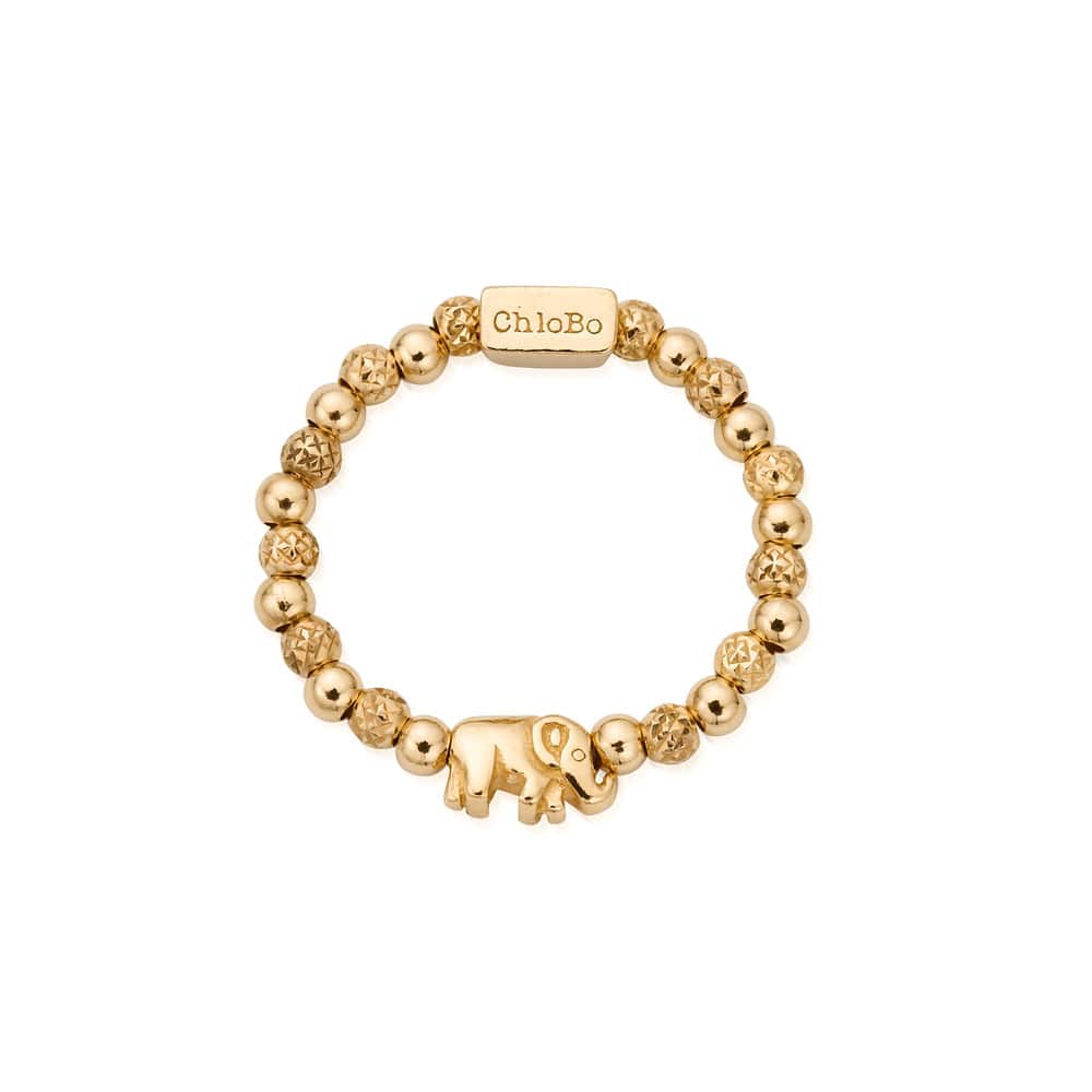 ChloBo 18CT Gold Plated Lucky Elephant Ring image