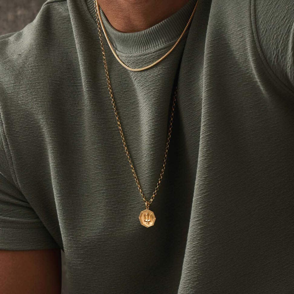 ChloBo 18CT Gold Plated Men's Belcher Chain Trident Necklace - MococoChloBoGCBEL3C032M9508657886554Necklaces