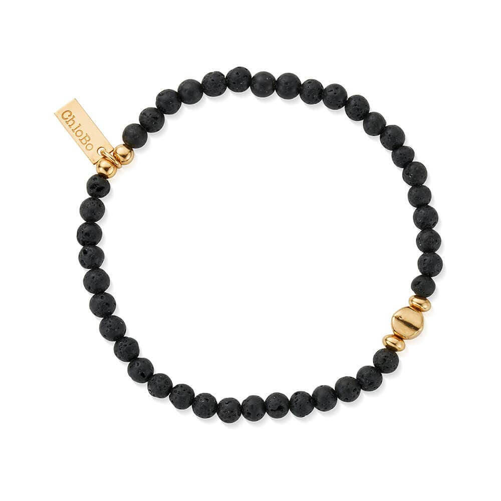 ChloBo 18CT Gold Plated Men's Black Lava Bracelet - MococoChloBoGBBLBULM9508675183758Bracelets