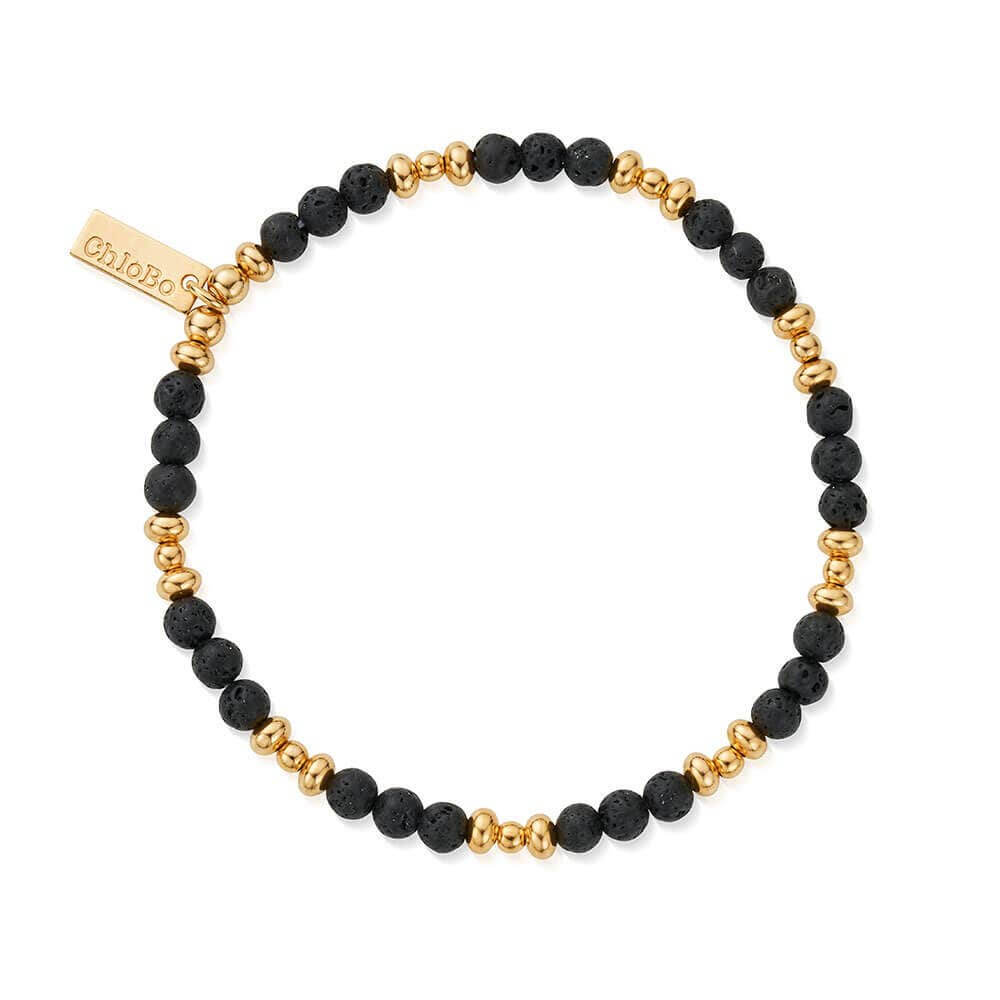 ChloBo 18CT Gold Plated Men's Black Lava Saucer Bracelet - MococoChloBoGBBLSM9509356773152Bracelets