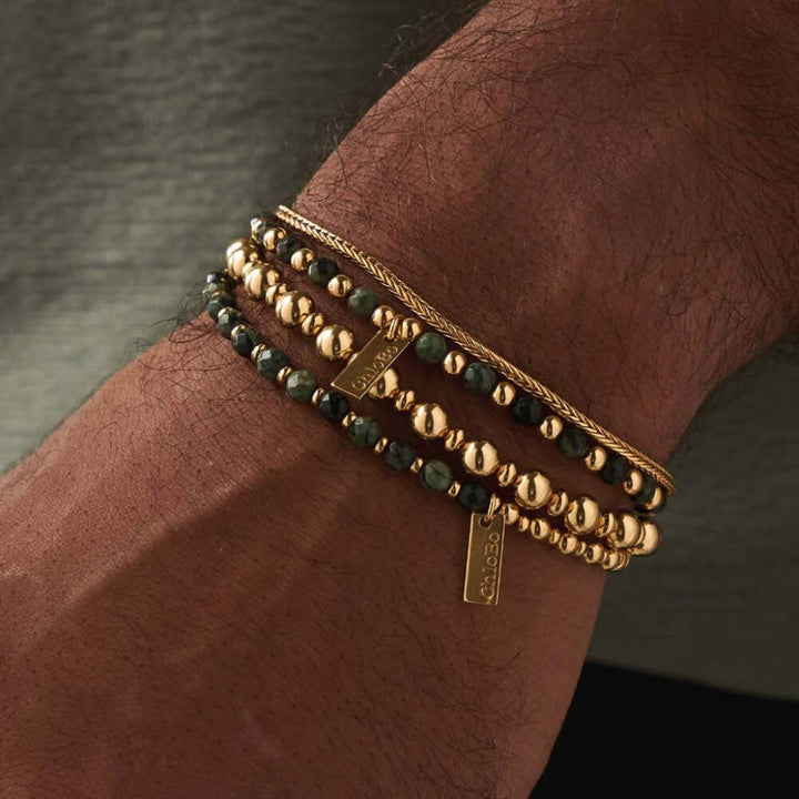 ChloBo 18CT Gold Plated Men's Kambaba Jasper Ball Bracelet - MococoChloBoGBKJBM9501669623339Bracelets