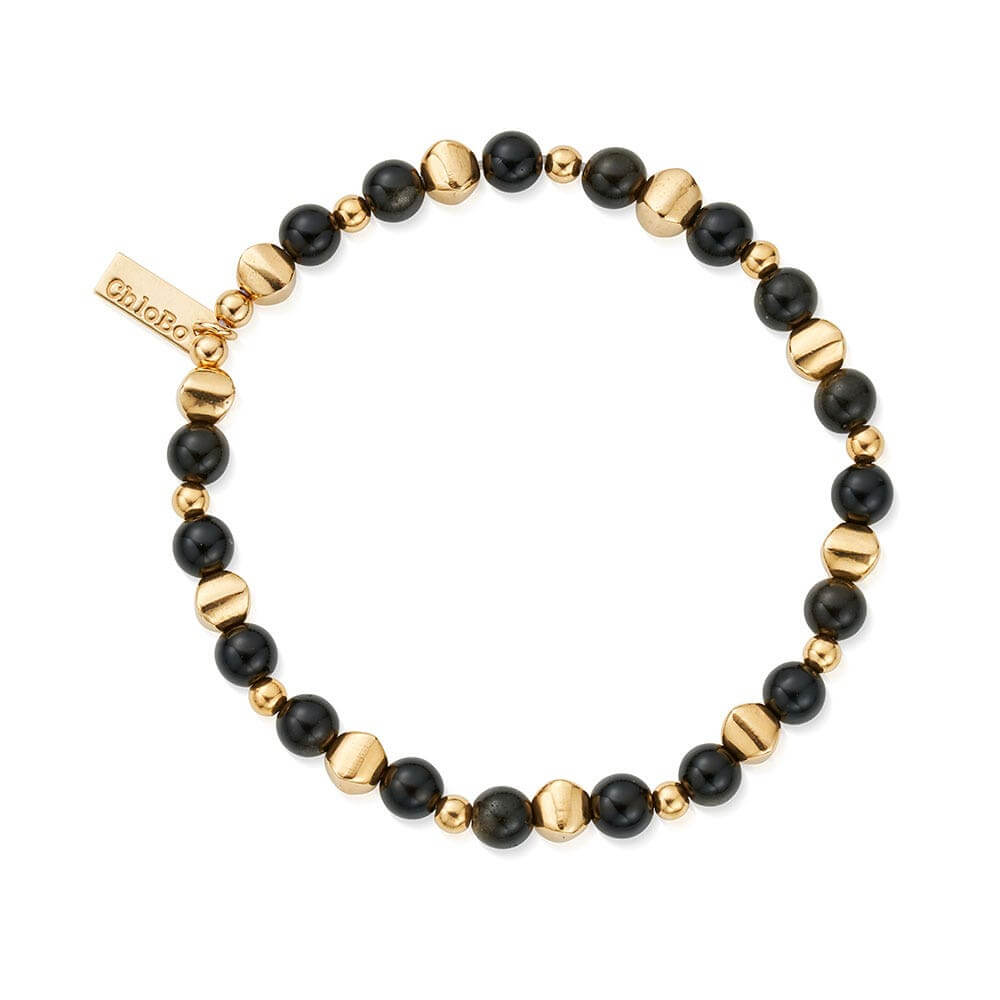 ChloBo 18CT Gold Plated Men's Obsidian Bullet Bracelet - MococoChloBoGBGOBULM9502156391366Bracelets