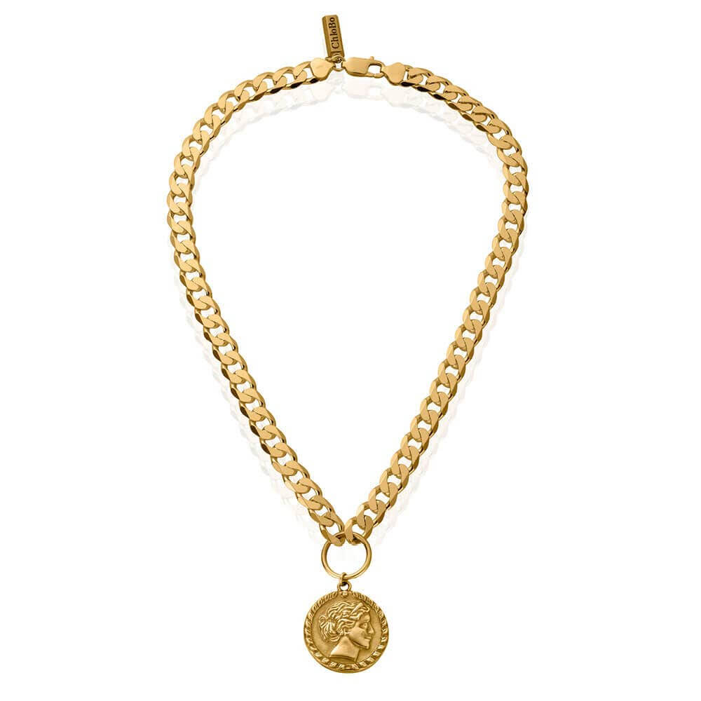 ChloBo 22CT Gold Plated Flat Curb Aphrodite Goddess Necklace - MococoChloBoCC - G - NE - 7 - S19505951116899Necklaces