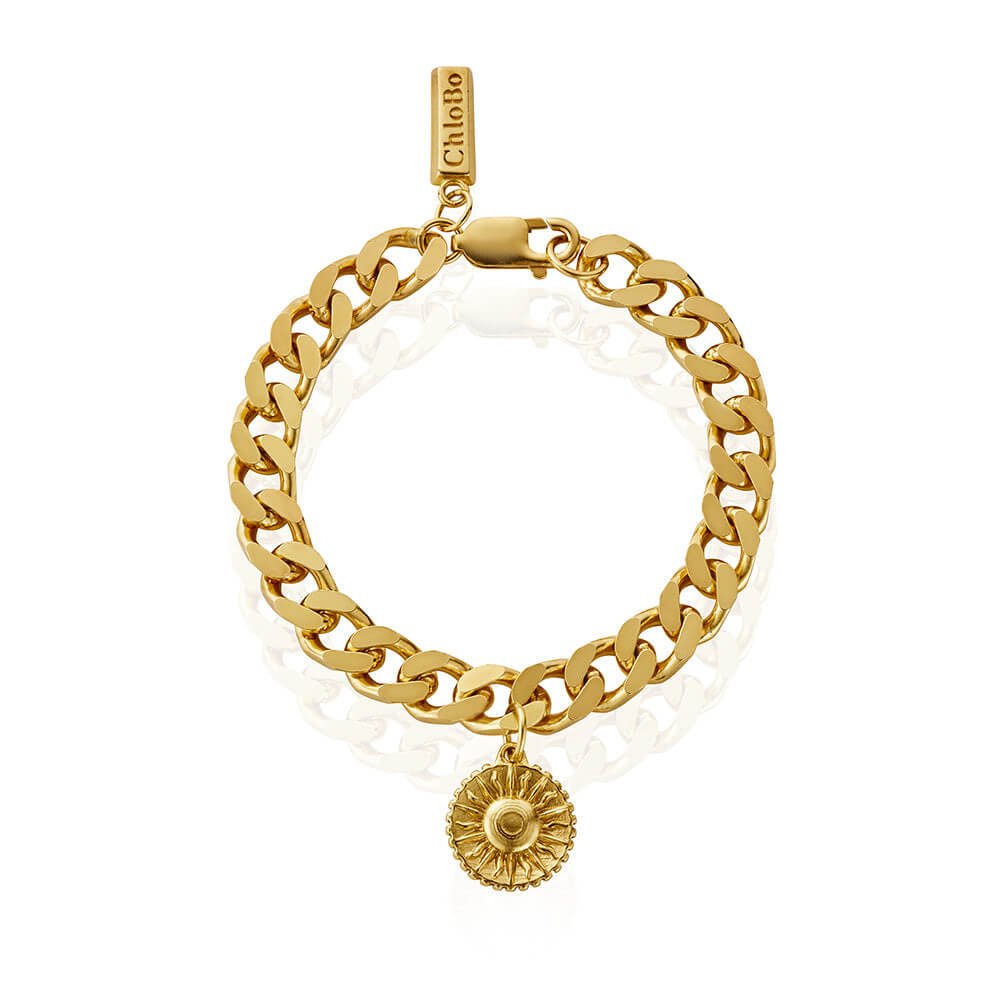 ChloBo 22CT Gold Plated Flat Curb Sun Bracelet - MococoChloBoCC - G - BR - 16 - S19504594723440Bracelets