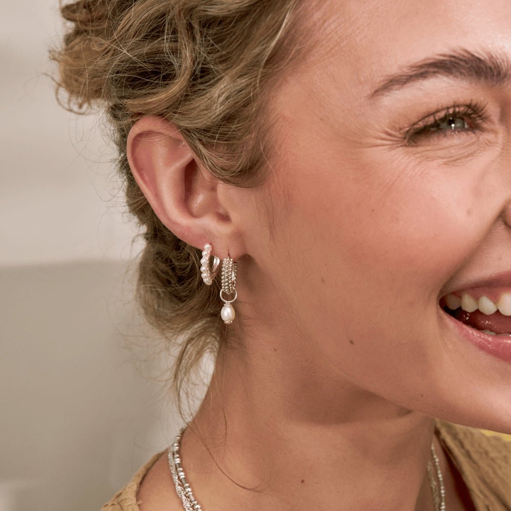 Chlobo 925 Sterling Silver Classic Pearl Huggie Hoop Earrings - MococoChloBoSEH35469506993811254Earrings