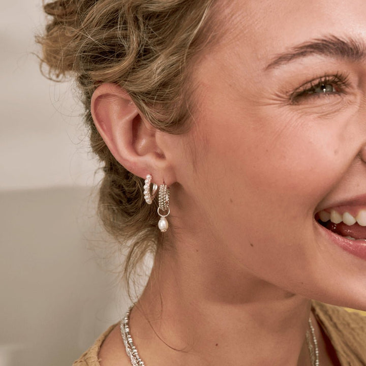 Chlobo 925 Sterling Silver Classic Pearl Huggie Hoop Earrings - MococoChloBoSEH35469506993811254Earrings