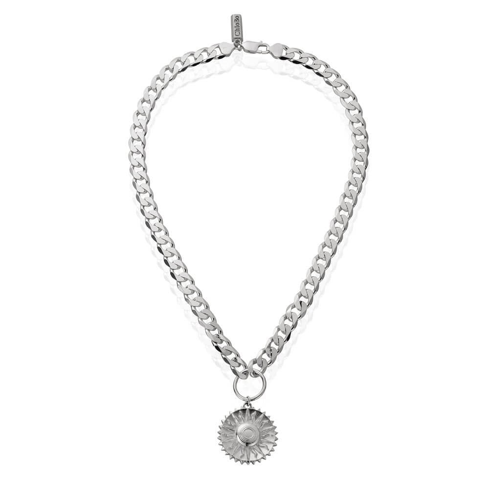 ChloBo 925 Sterling Silver Flat Curb Sun Necklace - MococoChloBoCC - S - NE - 3 - S19504818633227Necklaces