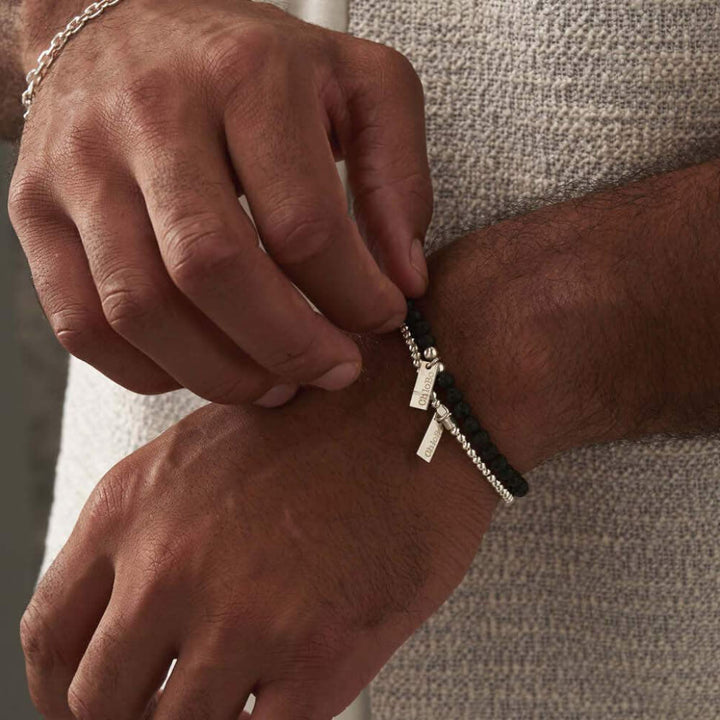 ChloBo 925 Sterling Silver Men's Black Lava Bracelet - MococoChloBoSBBLBULM9502311931673Bracelets