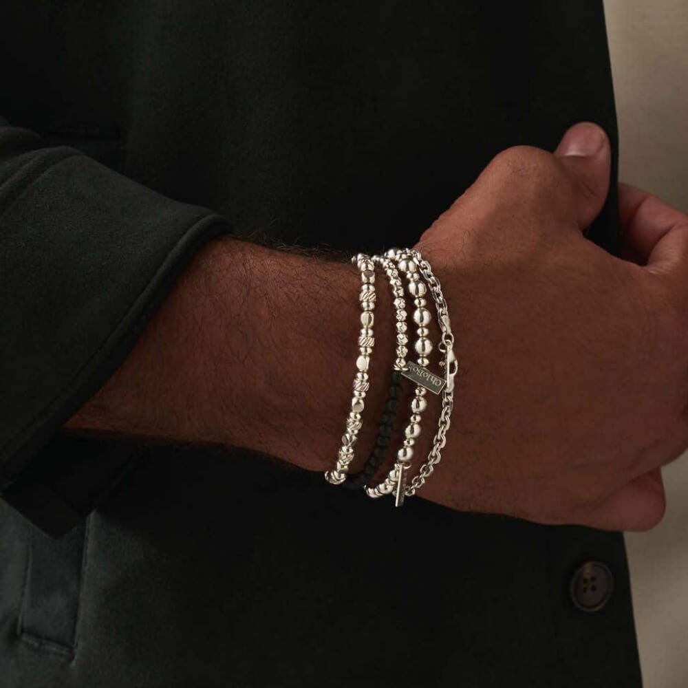 ChloBo 925 Sterling Silver Men's Black Lava Principal Bracelet - MococoChloBoSBBLHAMM9505857916180Bracelets