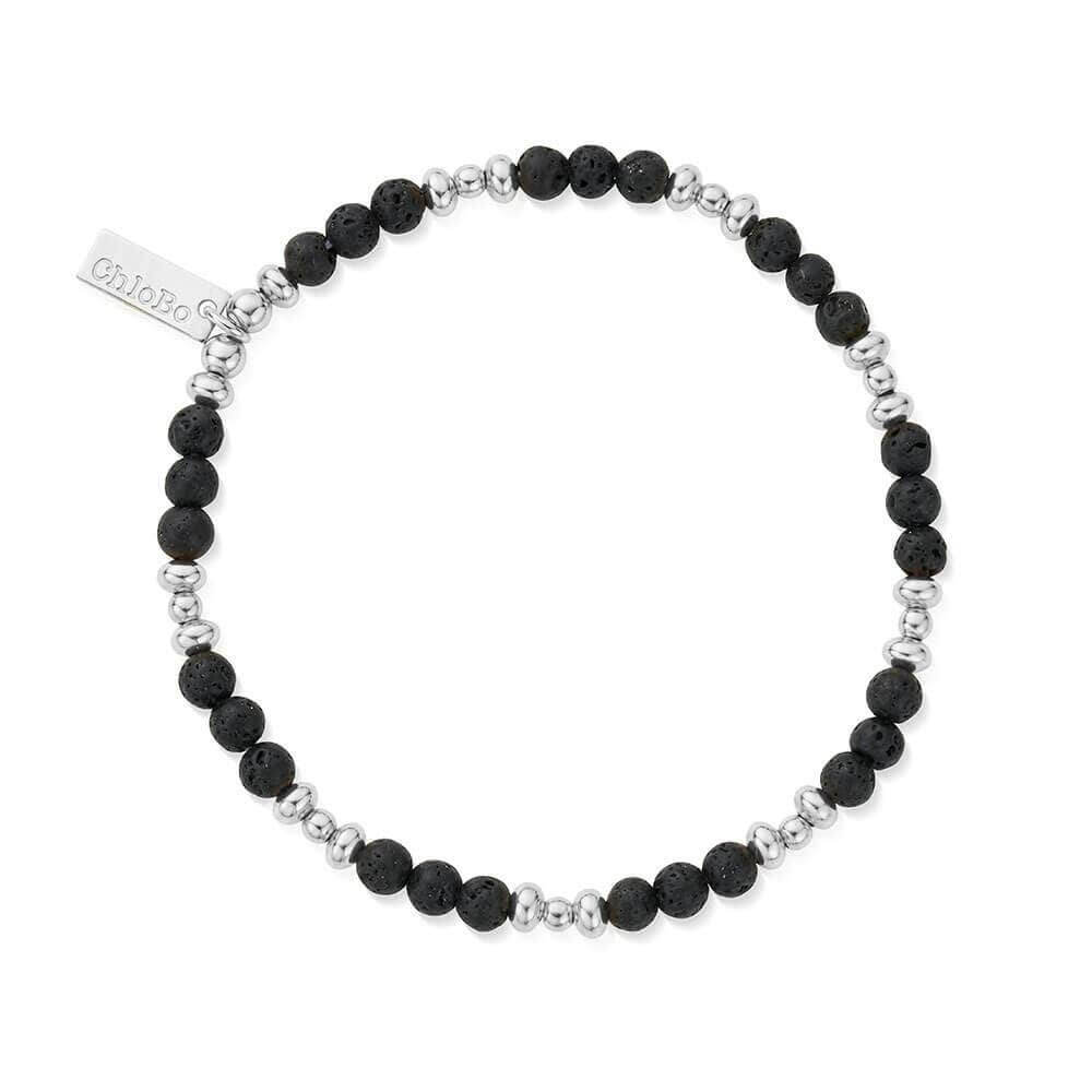 ChloBo 925 Sterling Silver Men's Black Lava Saucer Bracelet - MococoChloBoSBBLSM9504971816932Bracelets