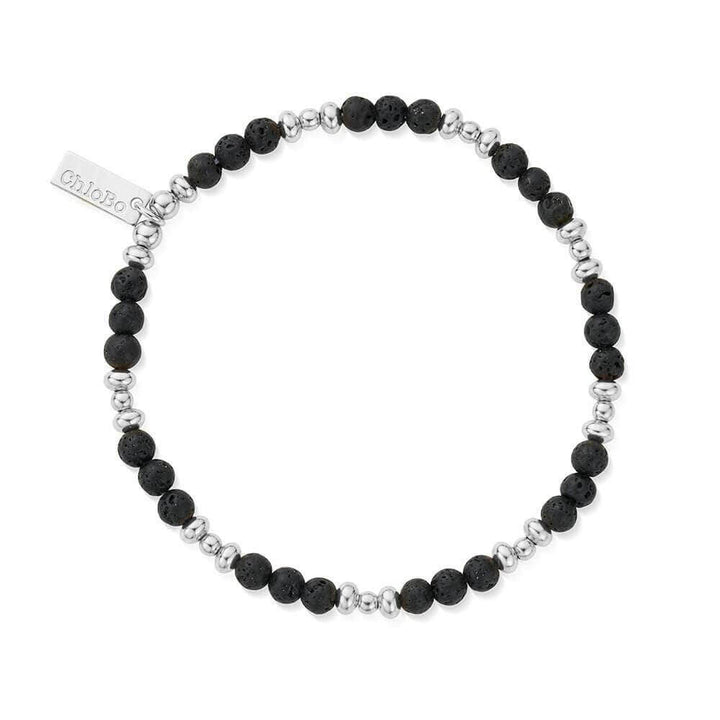 ChloBo 925 Sterling Silver Men's Black Lava Saucer Bracelet - MococoChloBoSBBLSM9504971816932Bracelets