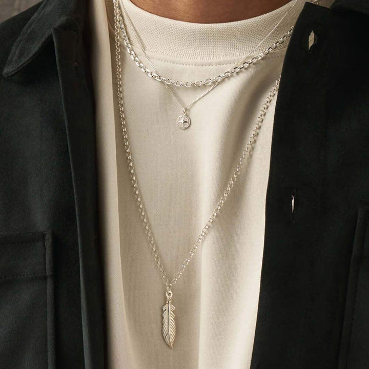 ChloBo 925 Sterling Silver Men's Curb Chain Compass Necklace - MococoChloBoSNCC13236M9503593415592Necklaces