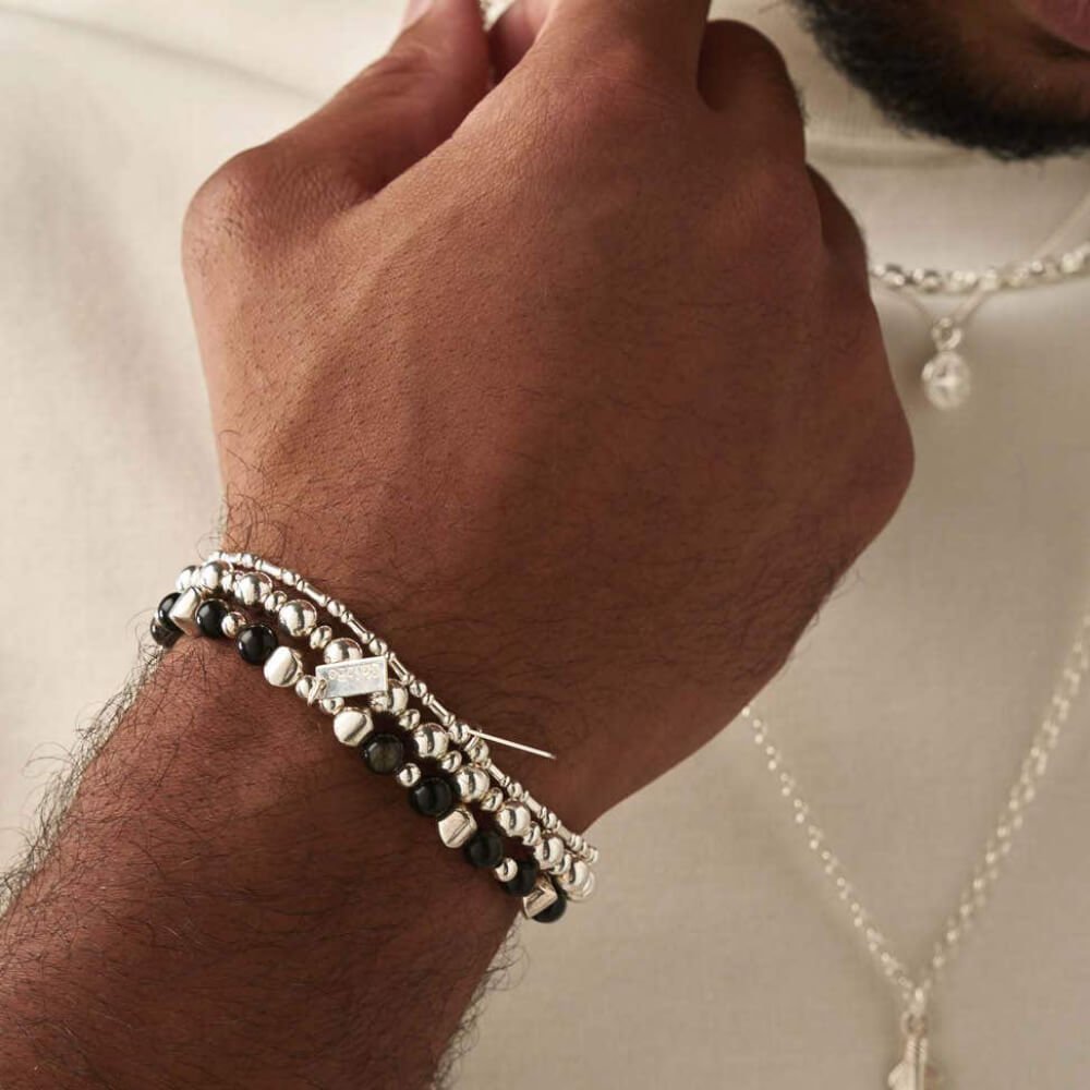 ChloBo 925 Sterling Silver Men's Golden Obsidian Bullet Bracelet - MococoChloBoSBGOBULM754169352325Bracelets