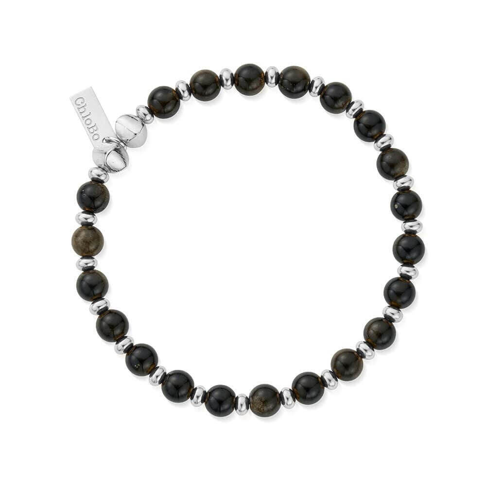 ChloBo 925 Sterling Silver Men's Golden Obsidian Slim Round Bracelet - MococoChloBoSBGOSLMRM754169352363Bracelets