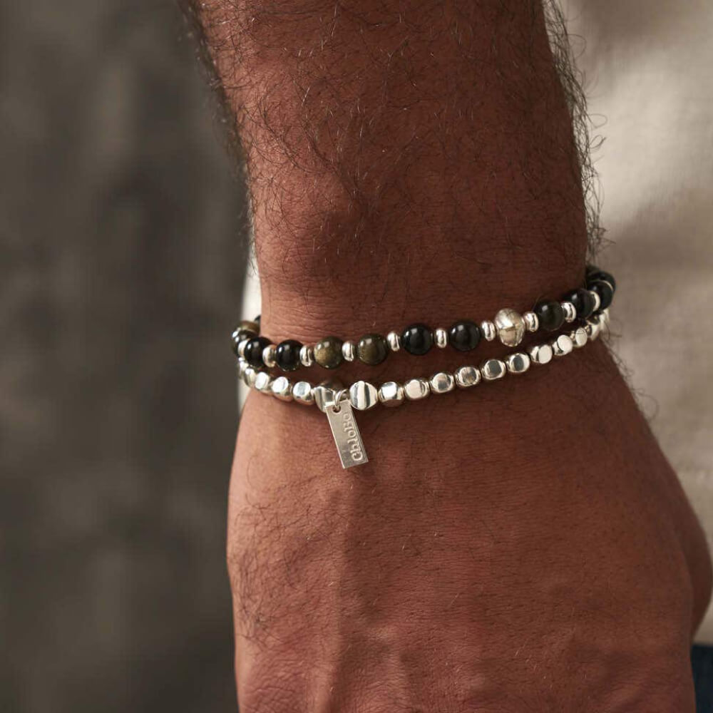 ChloBo 925 Sterling Silver Men's Golden Obsidian Style Set Of 2 - MococoChloBoSBSETGOM5060441653789Bracelets
