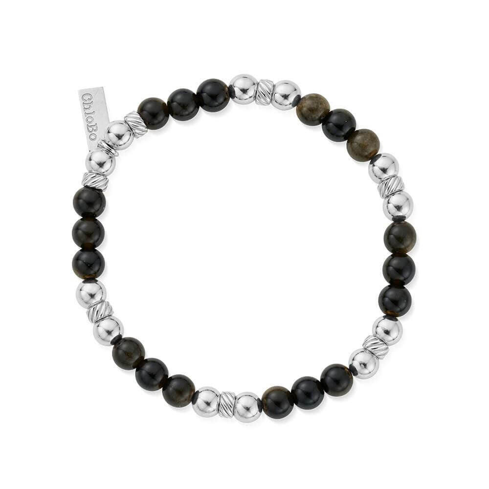 ChloBo 925 Sterling Silver Men's Golden Obsidian Triple Ball Bracelet - MococoChloBoSBGOTM9507386126214Bracelets