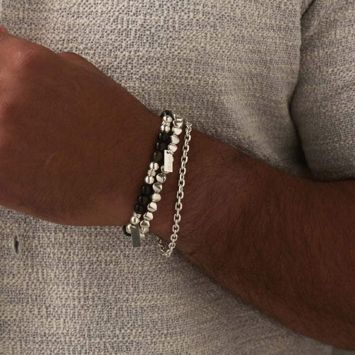 ChloBo 925 Sterling Silver Men's Golden Obsidian Triple Ball Bracelet - MococoChloBoSBGOTM9507386126214Bracelets