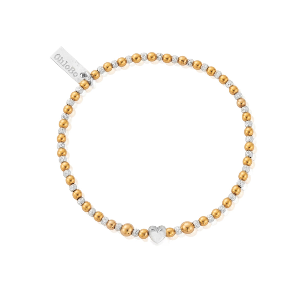 ChloBo Gold and Silver Mixed Metal Inset Heart Bracelet Image 1