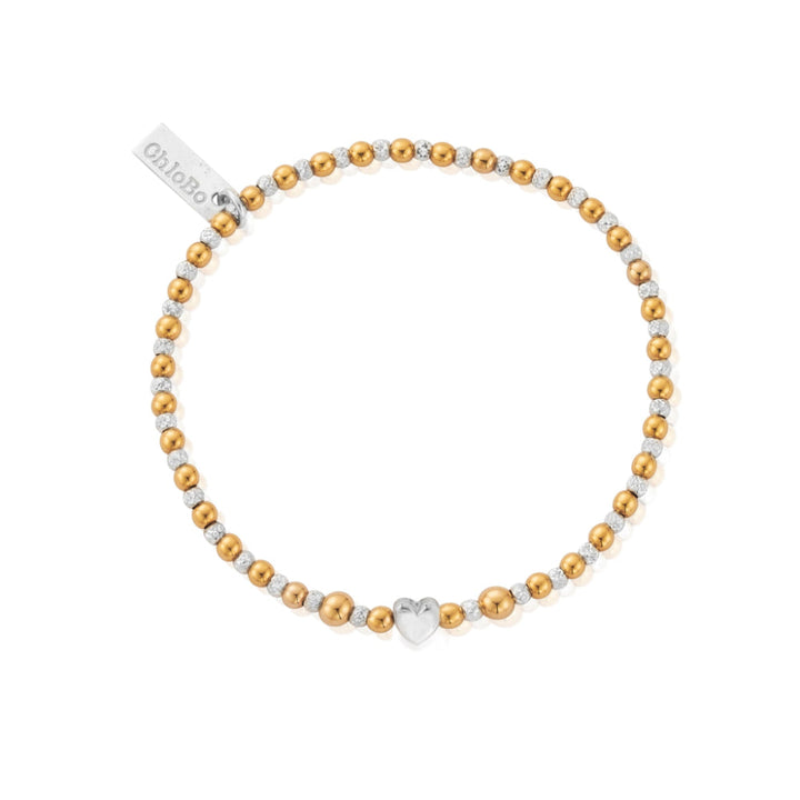 ChloBo Gold and Silver Mixed Metal Inset Heart Bracelet Image 1
