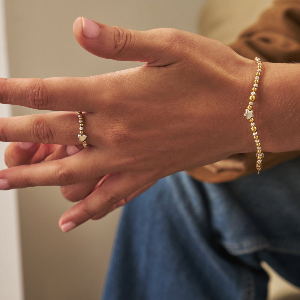 ChloBo Gold and Silver Mixed Metal Inset Heart Ring Image 2