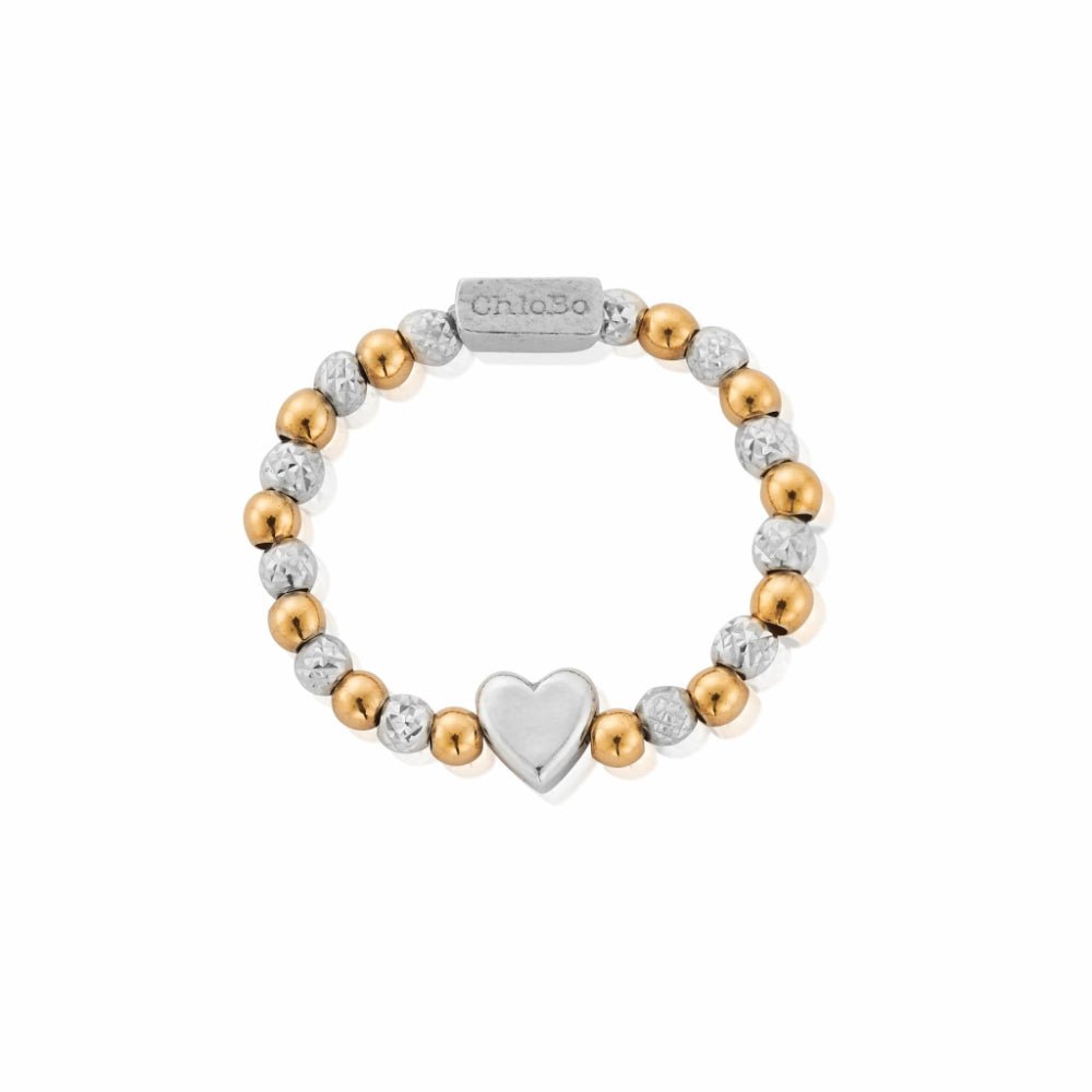 ChloBo Gold and Silver Mixed Metal Inset Heart Ring - MococoChloBoGMR1HEART9505111721826Rings
