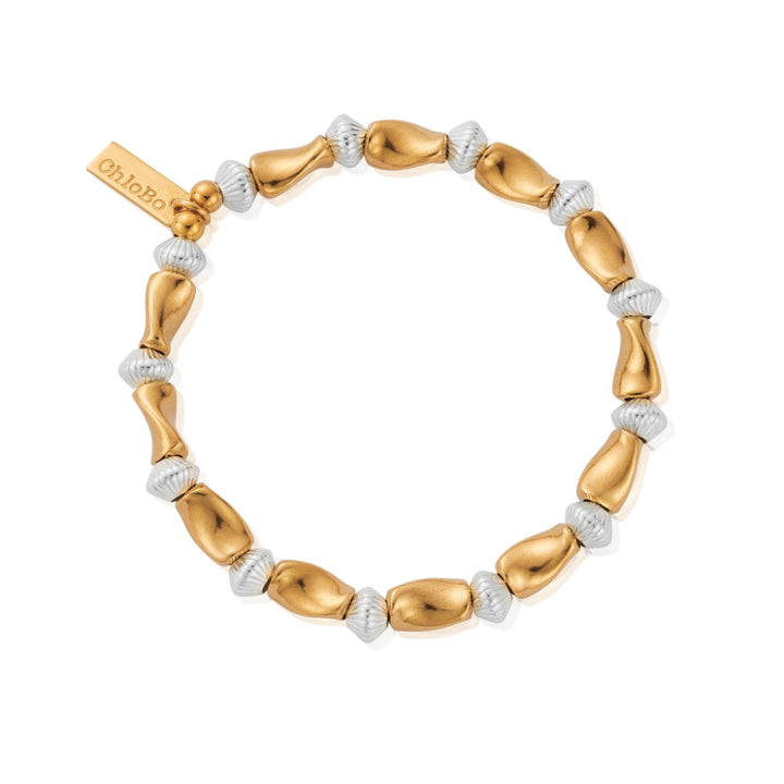 ChloBo Gold and Silver Mixed Metal Twisted Disc Bracelet Image 1