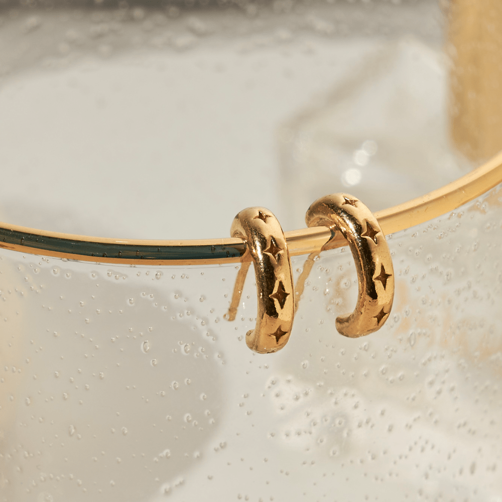 Chlobo Gold Cut Out North Star Huggie Hoop Earrings - MococoChloBoGEH33239506295831684Earrings