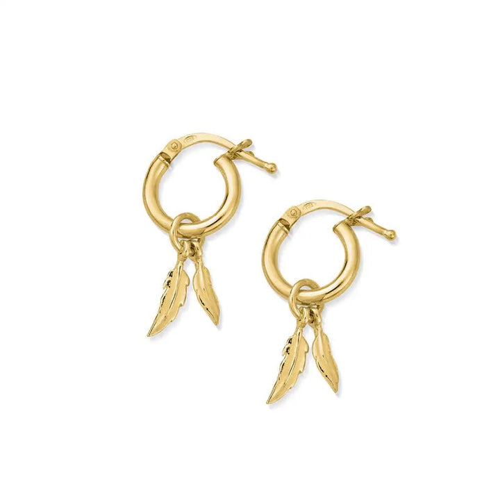 ChloBo Gold Double Feather Hoop Earrings - MococoChloBoGEH10960754169352097Earrings