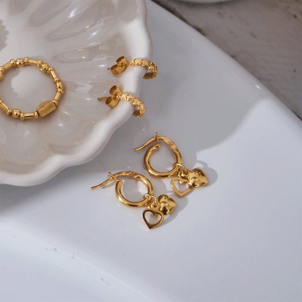 ChloBo Gold Double Heart Hoops - MococoChloBoGEH10680754169352158Earrings