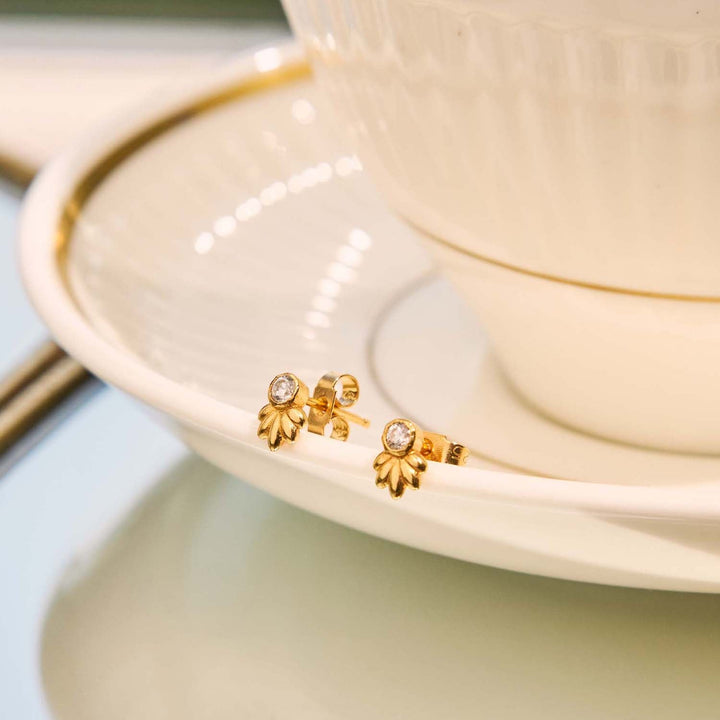 ChloBo Gold Glistening Flower Bud Stud Earrings - MococoChloBoGEST34459505372672448Earrings