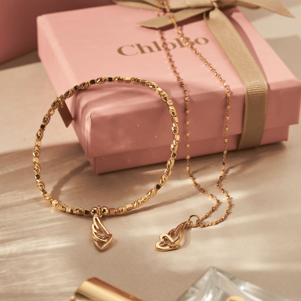 Chlobo Gold Interlocking Angel Wing and Heart Bracelet - MococoChloBoGBCFR32399502166352432Bracelets