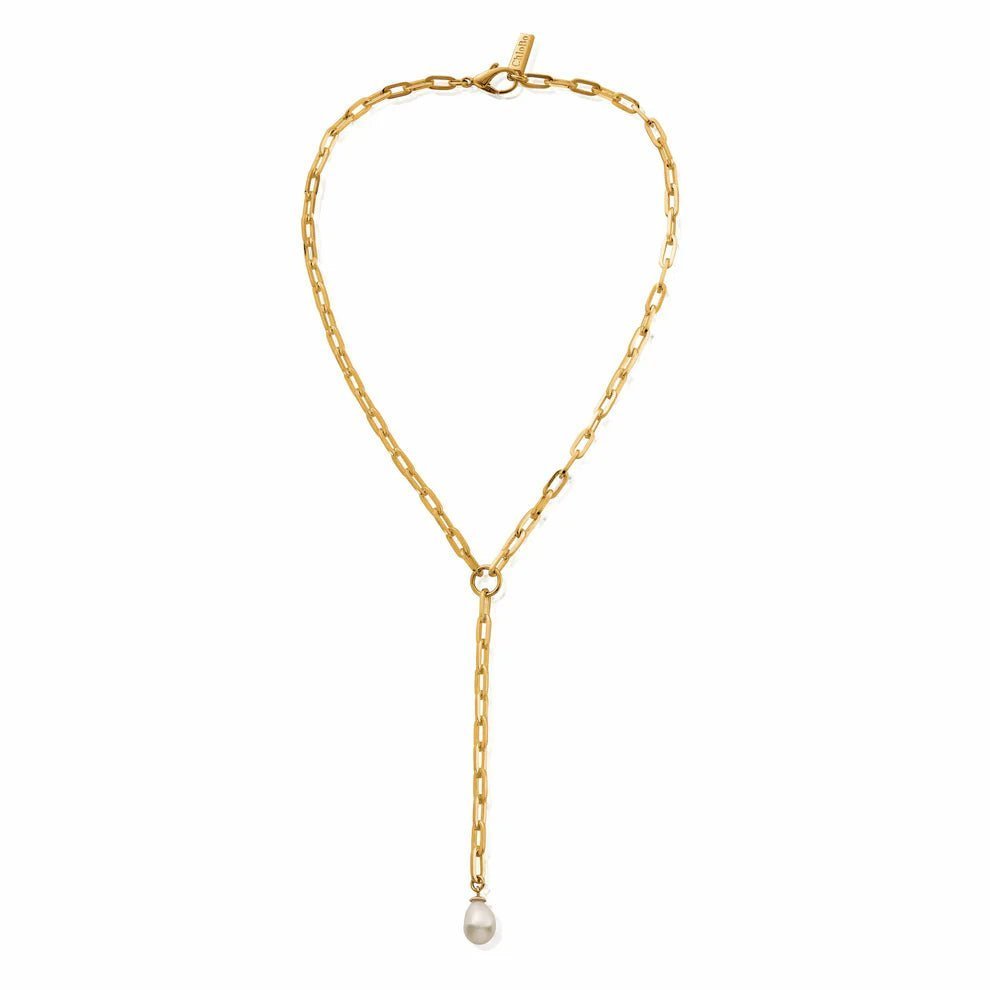 ChloBo Gold Mini Link Pearl Lariat Necklace - MococoChloBoCC-G-NE-20-S19503714828676Necklaces
