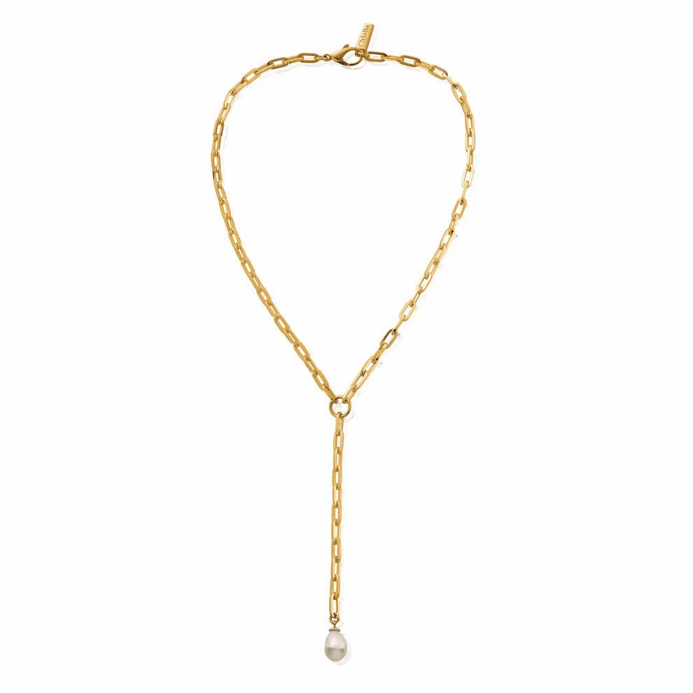 ChloBo Gold Mini Link Pearl Lariat Necklace - MococoChloBoCC-G-NE-20-S19503714828676Necklace