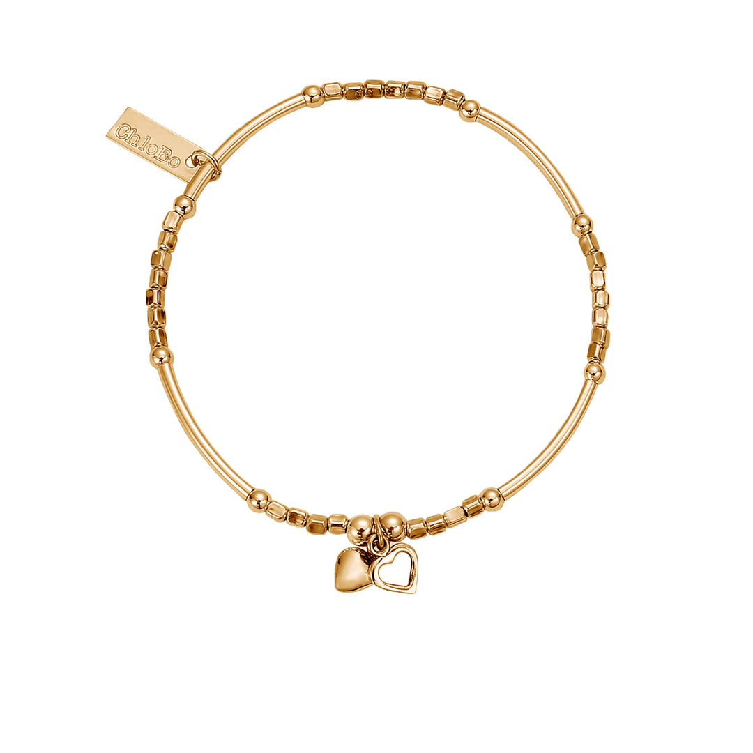 ChloBo Gold Mini Noodle Cube Double Heart Bracelet - MococoChloBoGBMNC10680784862039810Bracelets