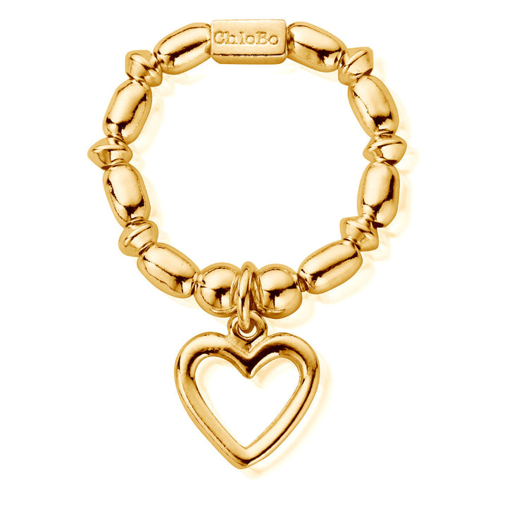 ChloBo Gold Mini Rice Open Heart Ring Image 1