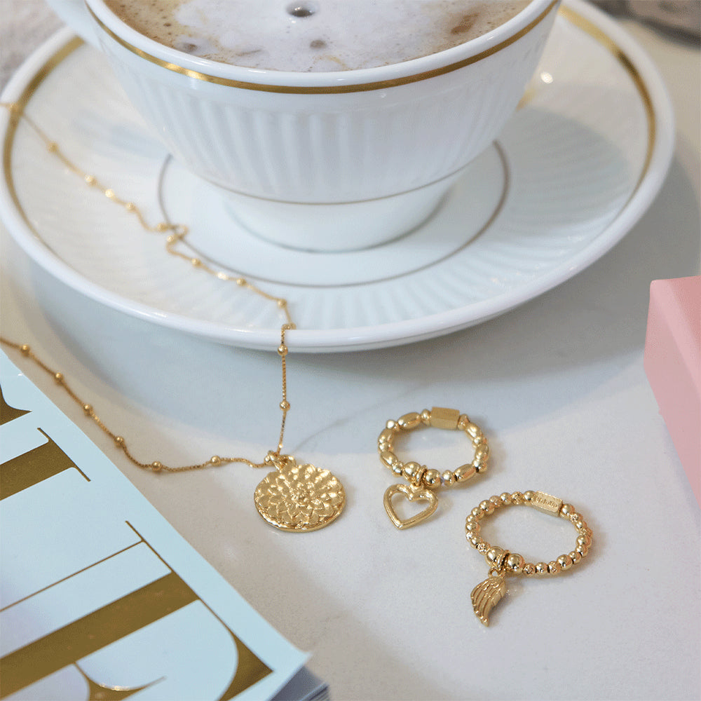 ChloBo Gold Mini Rice Open Heart Ring Image 3