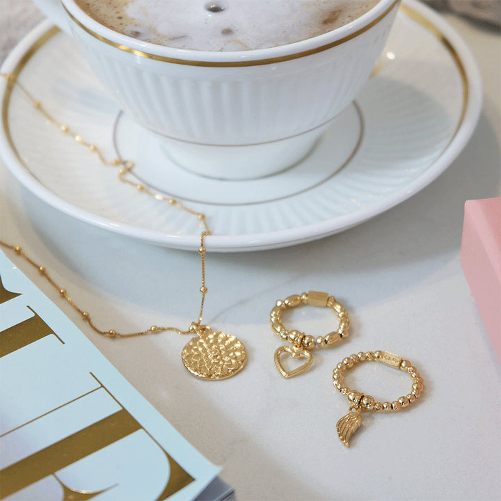 ChloBo Gold Mini Rice Open Heart Ring Image 3