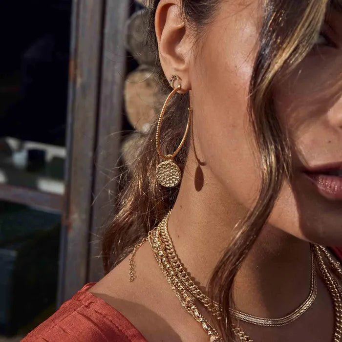 ChloBo Gold Moon Flower Hoop Earrings - MococoChloBoGEH7785060441655448Earrings