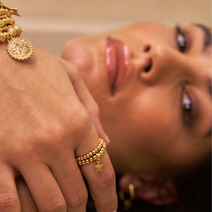 ChloBo Gold Pattern Noodle Disc Goddess Bracelet Image 2