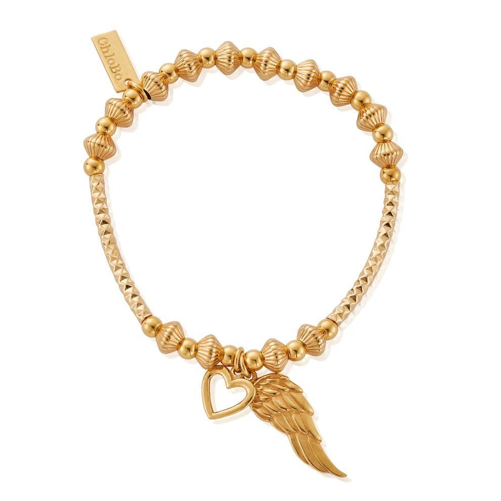 ChloBo Gold Pattern Noodle Disc Heart and Angel Wing Bracelet - MococoChloBoGBHNCD0067119508561594378Bracelets