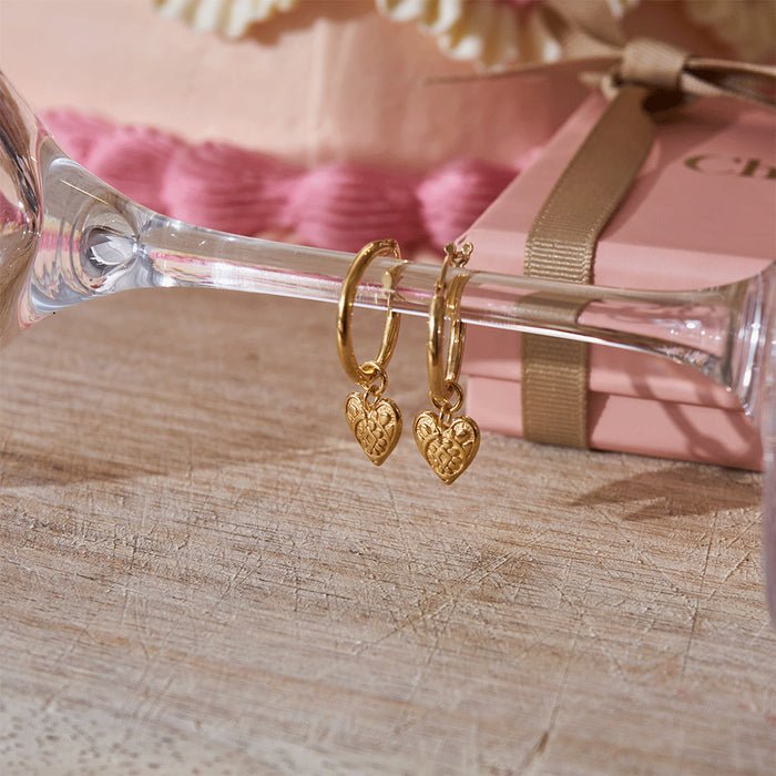 ChloBo Gold Patterned Heart Hoops - MococoChloBoGEH7580754169352141Earrings