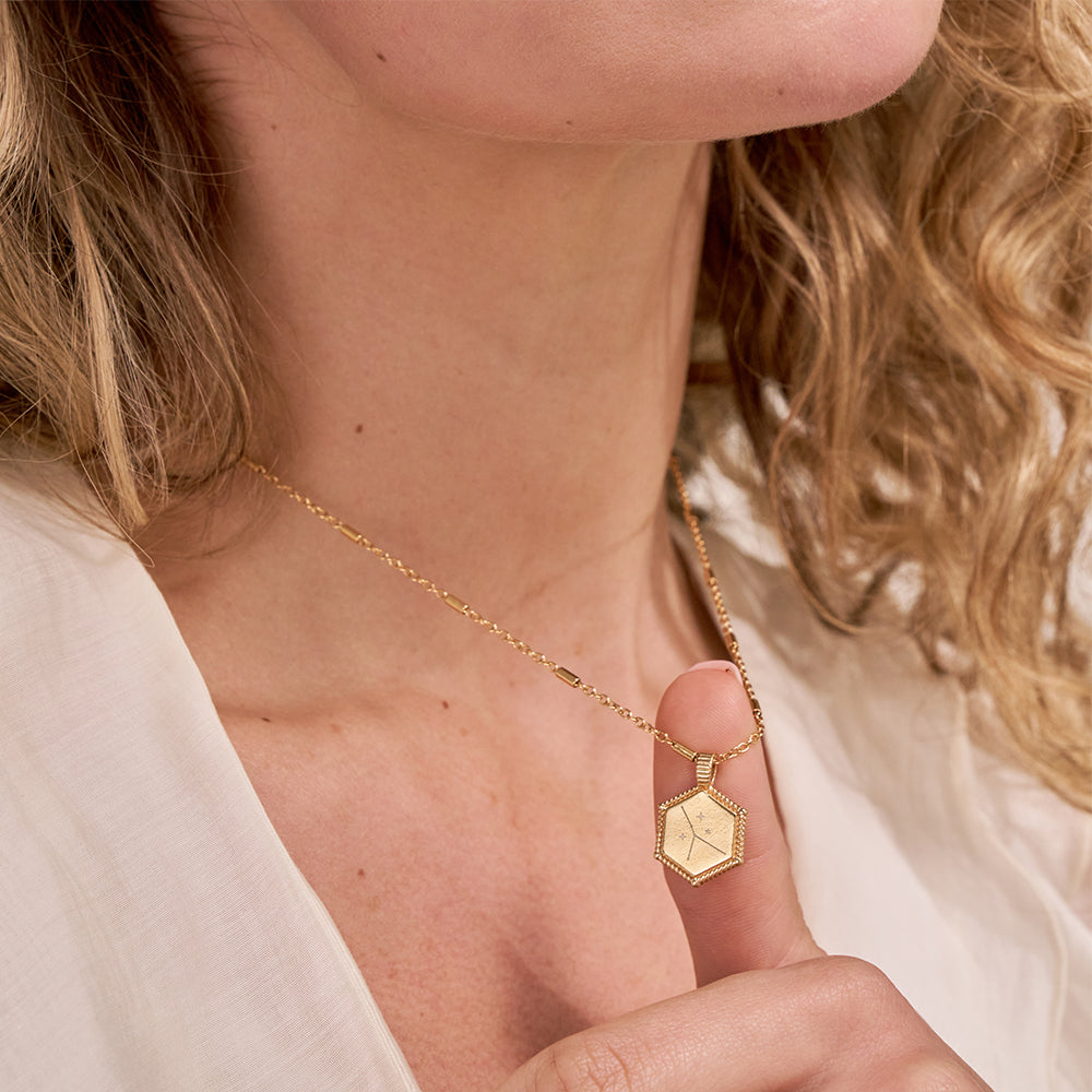 ChloBo Gold Personalised Hexagon Coin Necklace Image 4