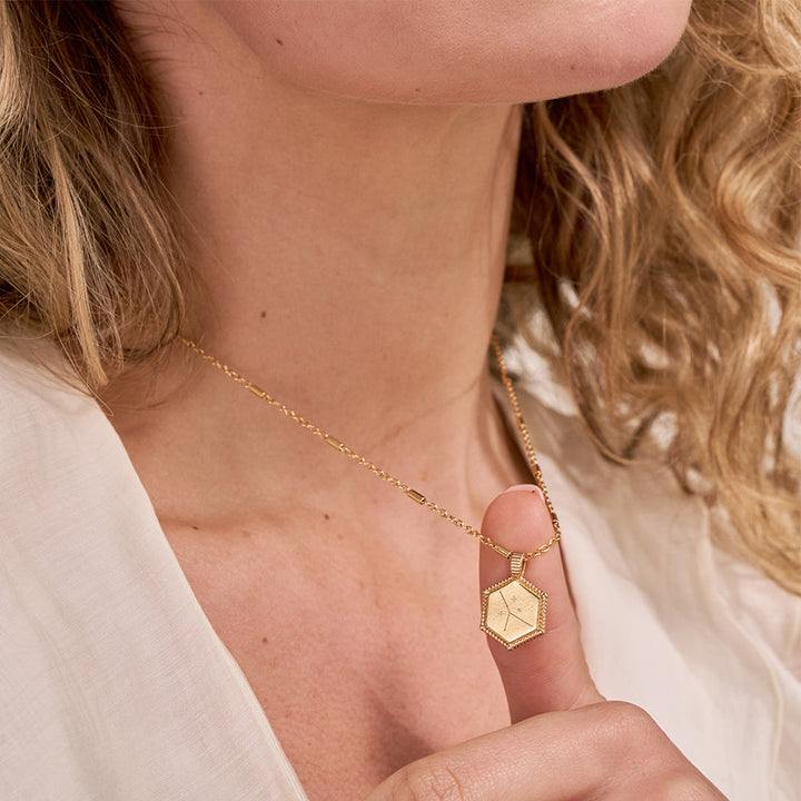 ChloBo Gold Personalised Hexagon Coin Necklace Image 4