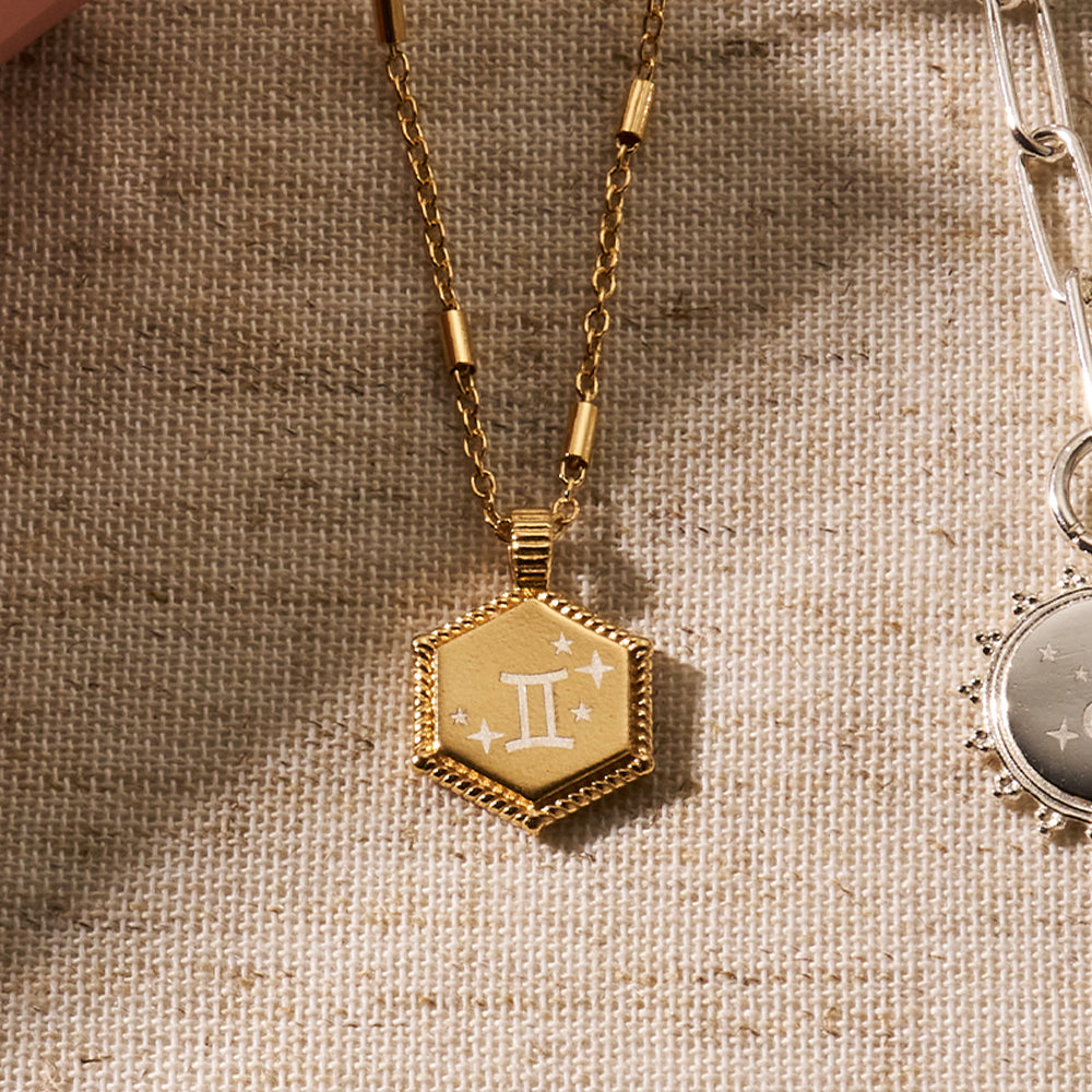 ChloBo Gold Personalised Hexagon Coin Necklace Image 6