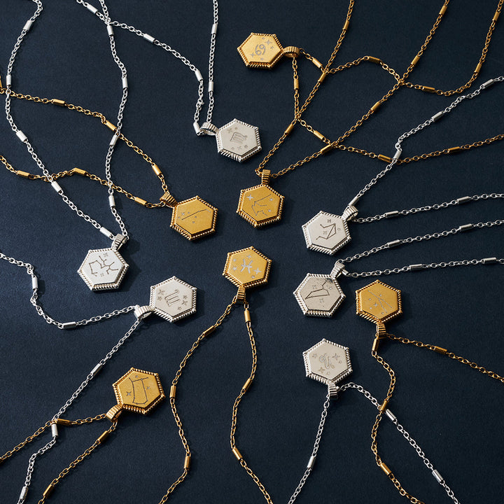 ChloBo Gold Personalised Hexagon Coin Necklace Image 9