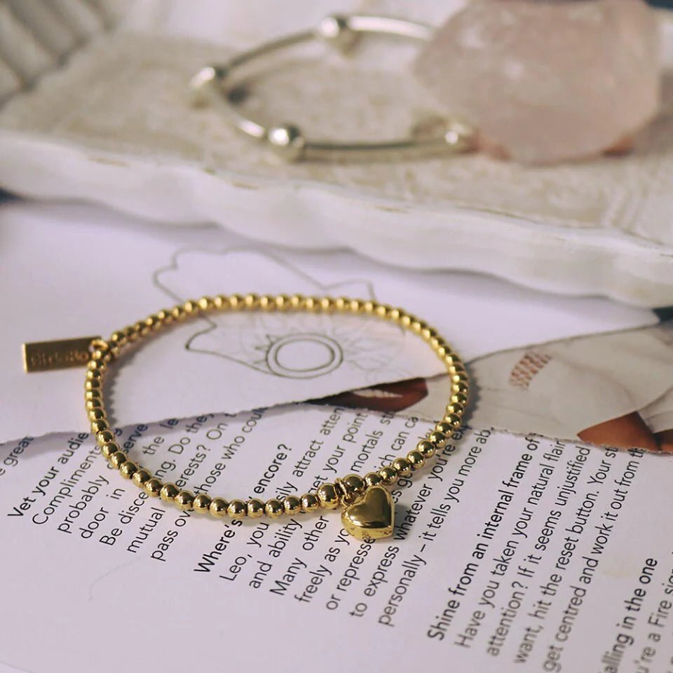 ChloBo Gold Puffed Heart In Heart Set of 2 Bracelets - MococoChloBoBracelets
