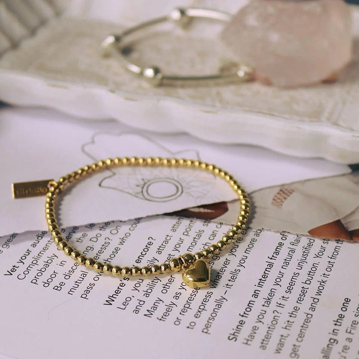 ChloBo Gold Puffed Heart In Heart Set of 2 Bracelets - MococoChloBoBracelets
