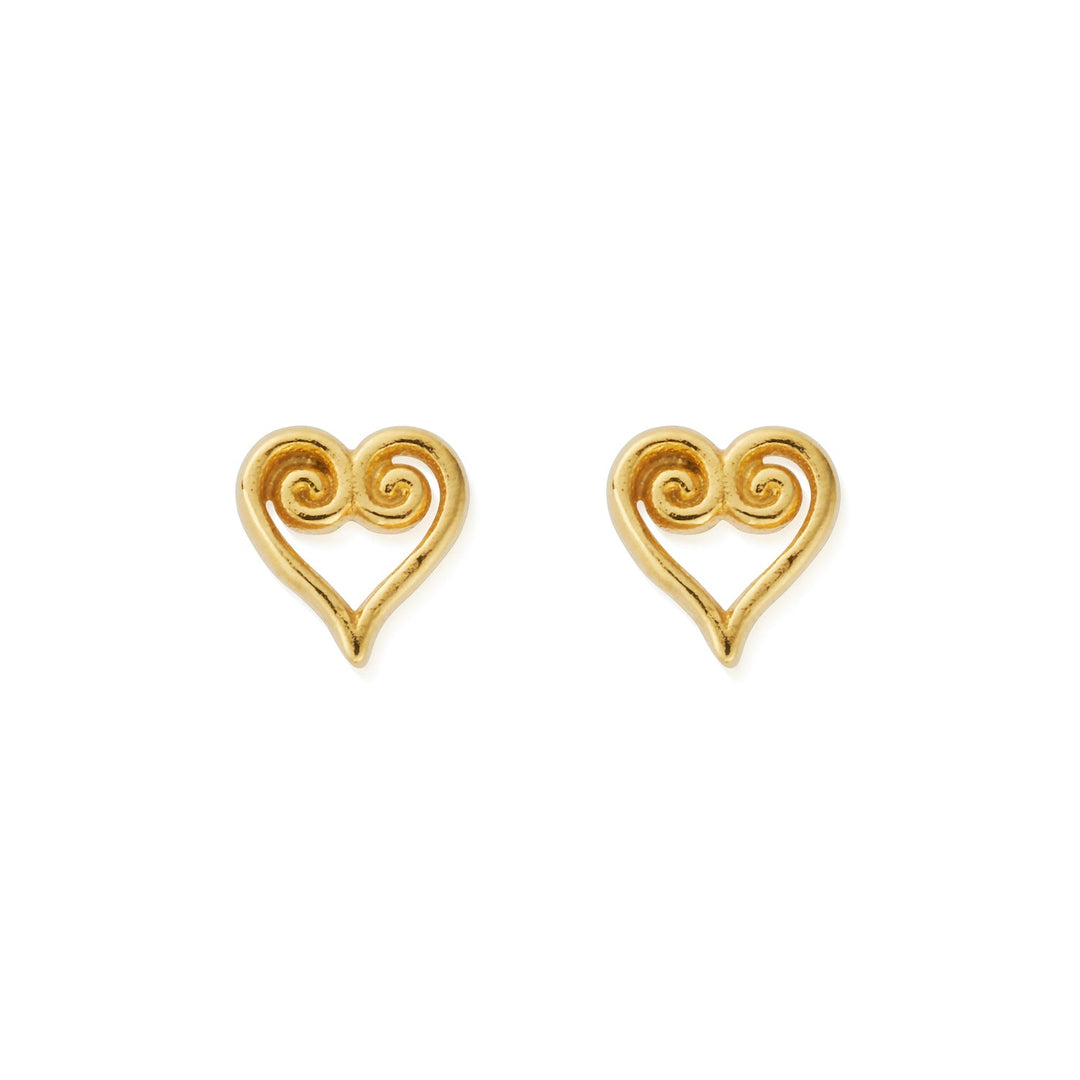ChloBo Gold Scroll Heart Stud Earrings - MococoChloBoGEST34259501876592299Earrings