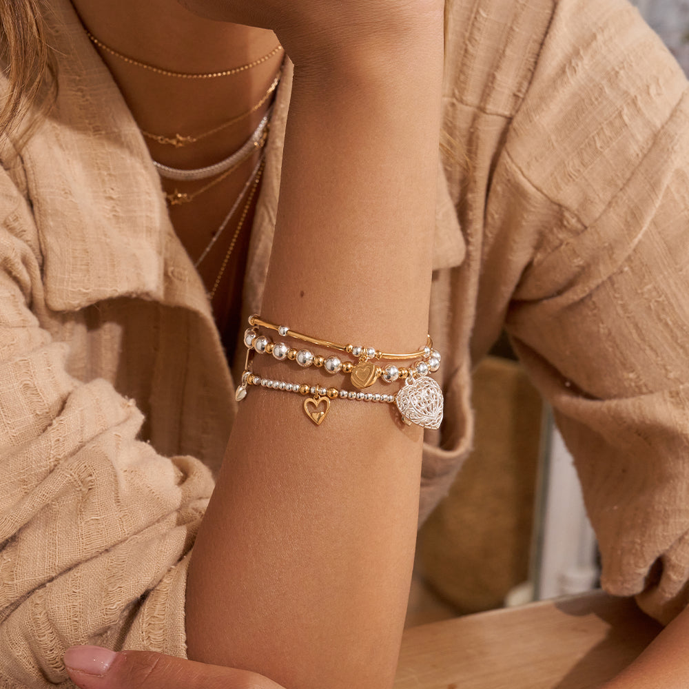 ChloBo Gold &amp; Silver Compassion Stack of 3 Love Bracelets Image 2