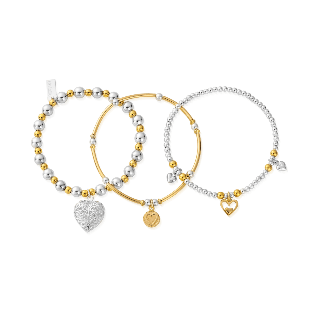 ChloBo Gold & Silver Compassion Stack of 3 Love Bracelets - MococoChloBoGMBSTA3LOVE09502188338360Bracelets